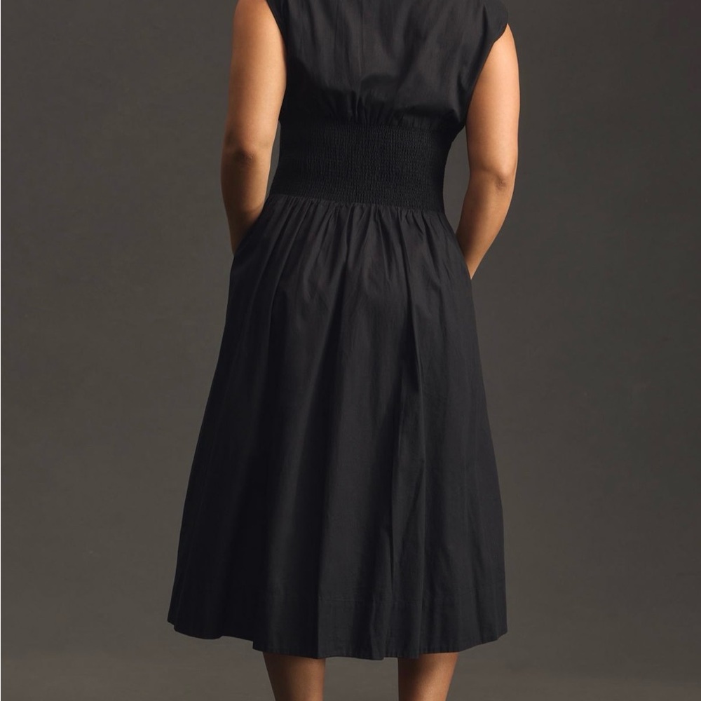 Anthropologie NWT The Tommie Black Midi Dress with Front Zip - still in stores. - Picture 2 of 7